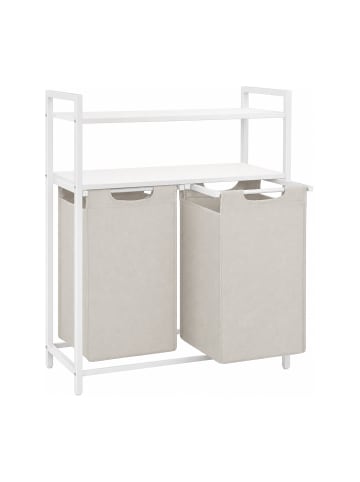relaxdays Wäschekorb in Weiß/ Beige - (B)73 x (H)93 x (T)33 cm