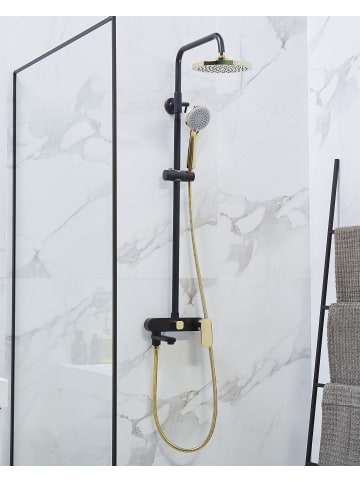 Beliani Wannenarmaturen GURARA in Schwarz/Gold - (W) 23 x (H) 83 x (L) 36 cm