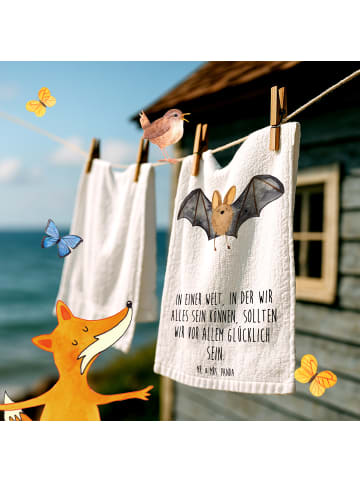 Mr. & Mrs. Panda Handtuch Fledermaus Flügel mit Spruch in Weiß