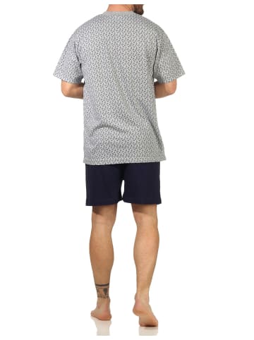 NORMANN Schlafanzug kurzarm Shorty Pyjama - 66112 in grau