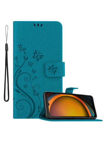 cadorabo Hülle für Samsung XCover 7 Blumen Design in Floral Blau