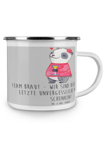 Mr. & Mrs. Panda Camping Emaille Tasse Junggesellinnenabschied T... in Heather Grey