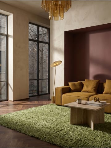 KADIMA DESIGN Teppich Hochflor Shaggy Waschbar Einfarbig RHEIN Strapazierfähig in Grün