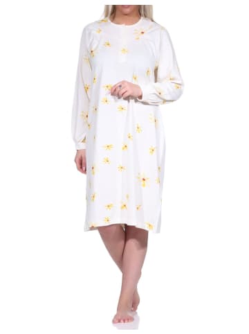 NORMANN Nachthemd langarm und Knopfleiste am Hals - 76067 in vanille