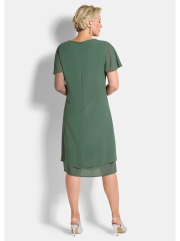 GOLDNER Abendkleid mit abnehmbarer Brosche in salbei