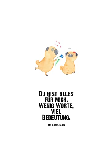 Mr. & Mrs. Panda Trinkflasche Mops Verliebt mit Spruch in Weiß
