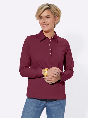 WITT WEIDEN Langarm-Poloshirt in bordeaux