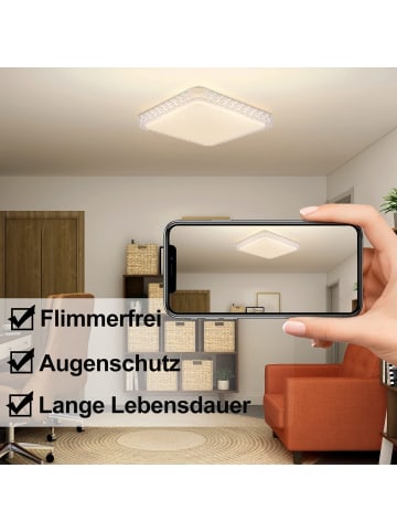 ZMH LED Deckenleuchte in weiß Dimmbar eckig Kristall 32W Modern Flurlampe L30cm