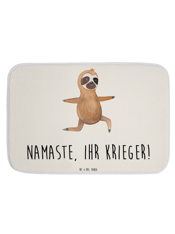 Mr. & Mrs. Panda Badteppich Faultier Yoga mit Spruch in Weiß