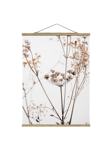 WALLART Stoffbild mit Posterleisten - Trockenblume im Lichtspiel in Braun