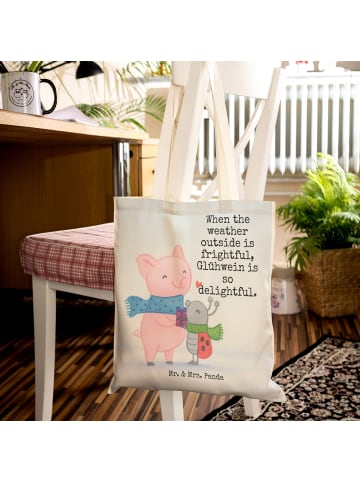 Mr. & Mrs. Panda shopping bag Glühschwein Smörle Design mit Spruch in Weiß