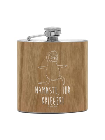 Mr. & Mrs. Panda Flachmann Faultier Yoga mit Spruch in Braun