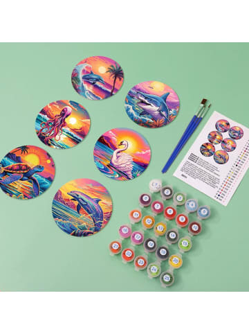 ARTNANAS PVC-Untersetzer Malen nach Zahlen 6er Set-Meereswelt"