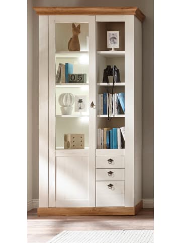 Furn.Design Esszimmer-Set weiß Pinie, Eiche Wotan, Landhaus Speisezimmer 4-teilig
