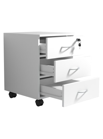 VCM  Holz Rollcontainer Büromöbel 3 Schubladen Baula L in Weiß