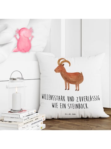 Mr. & Mrs. Panda Kissen Sternzeichen Steinbock mit Spruch in Weiß
