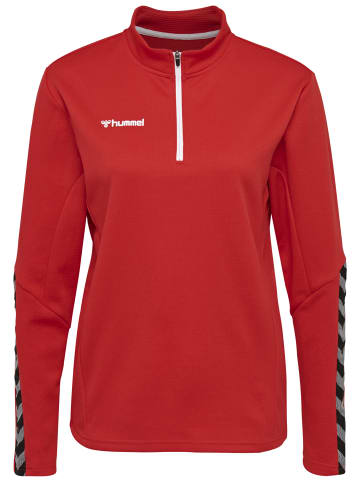 Hummel Sweatshirt Mit Kurzem Reißverschluss Hmlauthentic Half Zip Sweatshirt Woman in TRUE RED