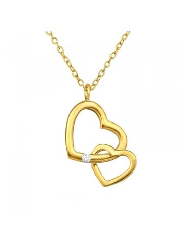 Alexander York Kette mit Anhänger HERZ in HERZ mit Zirkonia in Gold, 2-tlg. in gold
