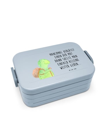 Mr. & Mrs. Panda Brotdose Schildkröte Wanderer Motiv mit Spruch in Blau Pastell
