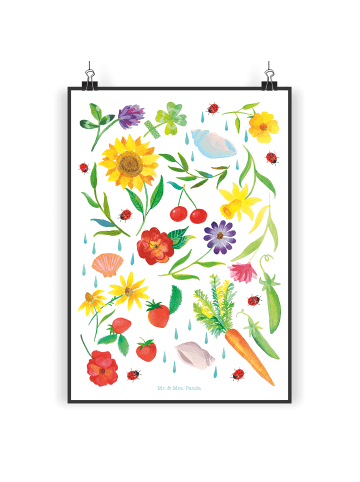 Mr. & Mrs. Panda Wandposter Sommer mit Spruch in Bunt