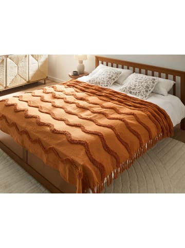 Beliani Kuscheldecke KHARI in Orange - (W) 200 x (H) 1 x (L) 200 cm