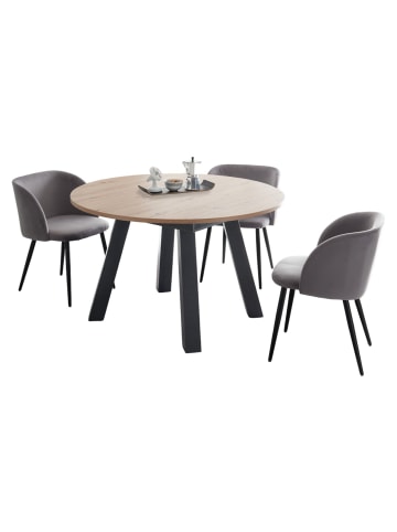 58 aufm Kessel ESSTISCH Rund ausziehbar Edda 2 110 x 110 x 78 Küchentisch Graphit/Asteiche