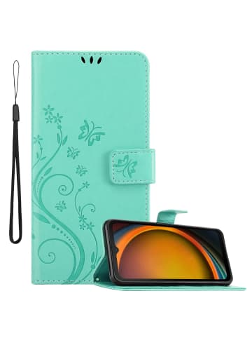 cadorabo Hülle für Samsung XCover 7 Blumen Design in Floral Türkis