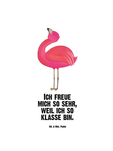 Mr. & Mrs. Panda Trinkflasche Flamingo Stolz mit Spruch in Weiß