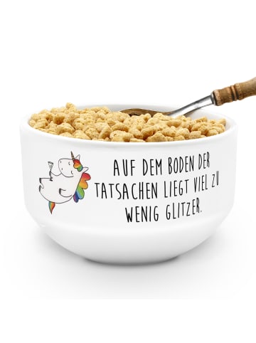 Mr. & Mrs. Panda Müslischale Einhorn Blümchentail mit Spruch in Weiß