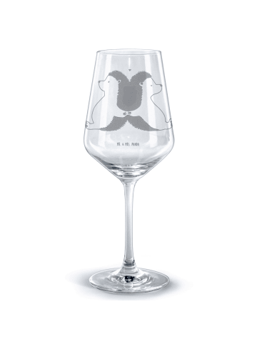 Mr. & Mrs. Panda Weinglas Igel händchenhaltend ohne Spruch in Transparent