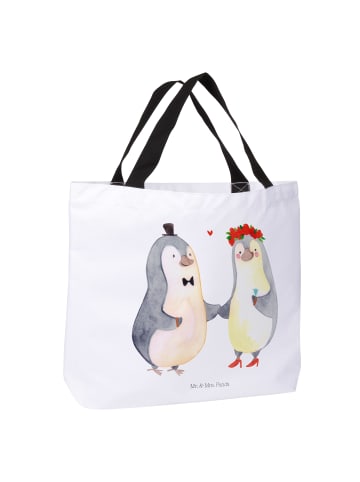 Mr. & Mrs. Panda Tote Bag Pinguin Heirat ohne Spruch in Weiß