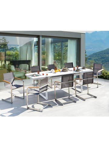 Beliani 9-tlg Gartentisch Set VALCANETTO/COSOLETO in Weiß/Grau/Silber