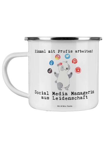 Mr. & Mrs. Panda Camping Emaille Tasse Social Media Managerin Le... in Weiß