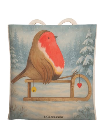 Mr. & Mrs. Panda Tasche Rotkehlchen Schlitten Design ohne Spruch in Weiß