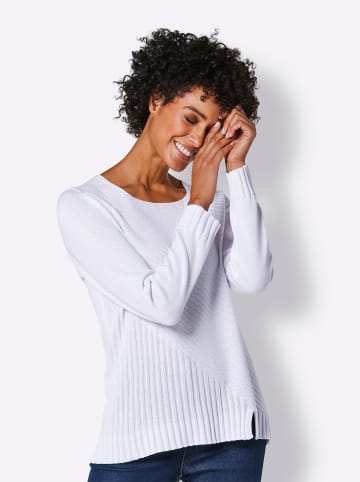 creation L Lyocell-Baumwoll-Pullover in weiß