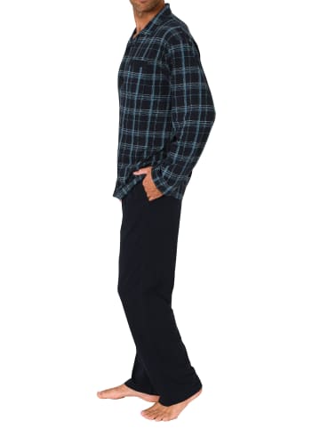 NORMANN Schlafanzug Pyjama zum durchknöpfen Karo - 75262 in marine