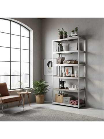 relaxdays Schwerlastregal in Silber - (B)100 x (H)200 x (T)60 cm