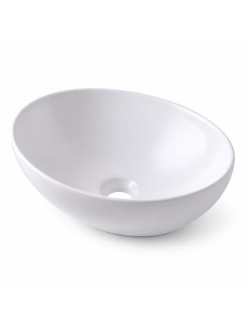 relaxdays Aufsatzwaschbecken in Weiß - (B)41 x (H)15 x (T)34 cm