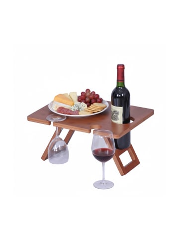 relaxdays Picknick Weintisch in Braun - (B)40 x (H)20 x (T)30 cm