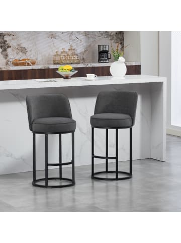 ABRIHOME Barhocker 2er mit Leinenbezug in Grau