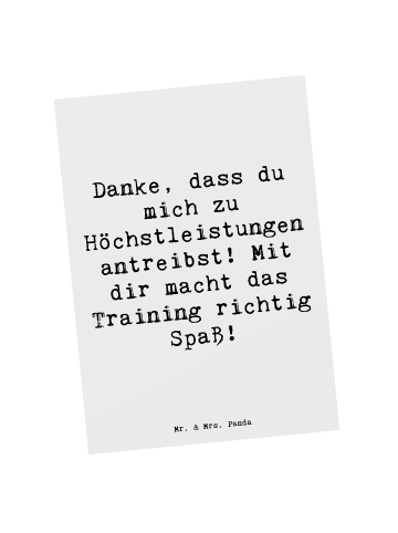 Mr. & Mrs. Panda Postkarte Spruch Motivierender Fitness-Trainer ... in Weiß