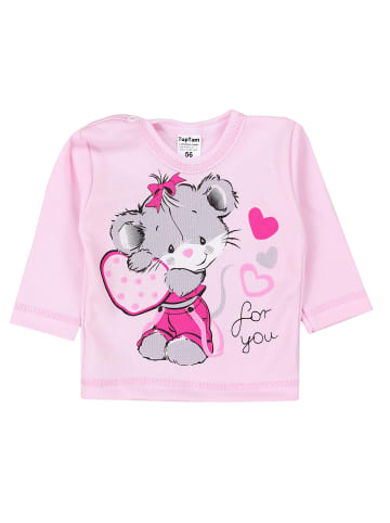 TupTam Unisex Baby Langarmshirt mit Spruch Aufdruck 3er Set in rosa/weiß