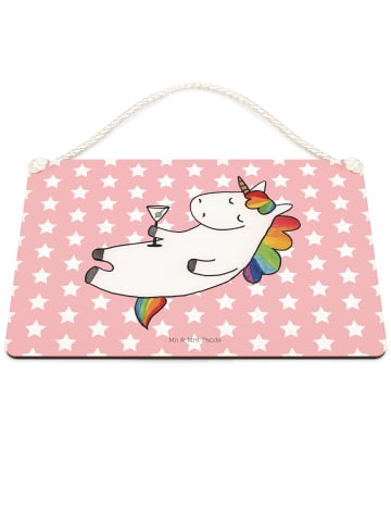 Mr. & Mrs. Panda Holztafel Einhorn Blümchentail ohne Spruch in Rot Pastell