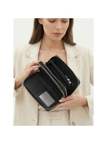 Lazarotti Bologna Leather XL Double Zip-Around Geldbörse RFID Leder 20 cm in black