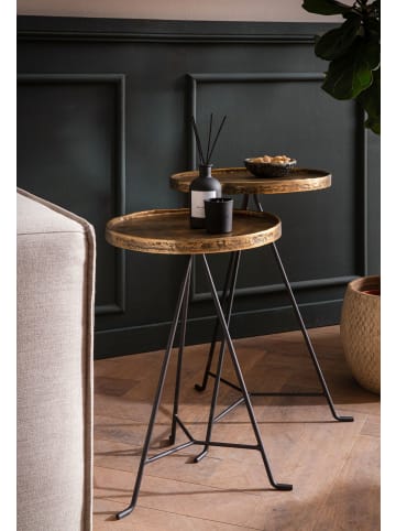FineBuy Beistelltisch in Gold / Metall / 38x38x63