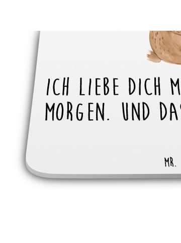Mr. & Mrs. Panda Tischuntersetzer Bär Morgenkaffee mit Spruch in Weiß