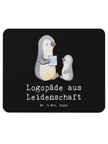 Mr. & Mrs. Panda Mousepad Logopäde Leidenschaft mit Spruch in Schwarz