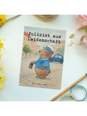 Mr. & Mrs. Panda Postkarte Polizist Leidenschaft Design mit Spruch in Weiß