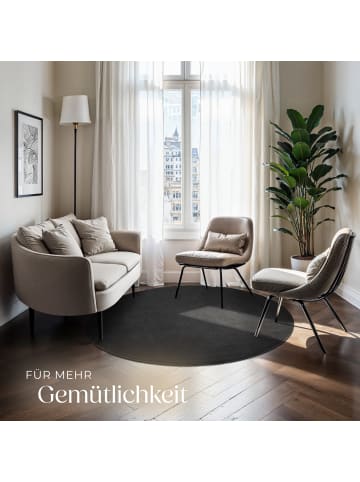 tectake Kurzflorteppich Soft Zone, rutschfeste Unterseite, anthrazit