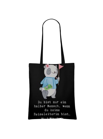 Mr. & Mrs. Panda Shopping Tasche Reiseleiterin Herz mit Spruch in Schwarz